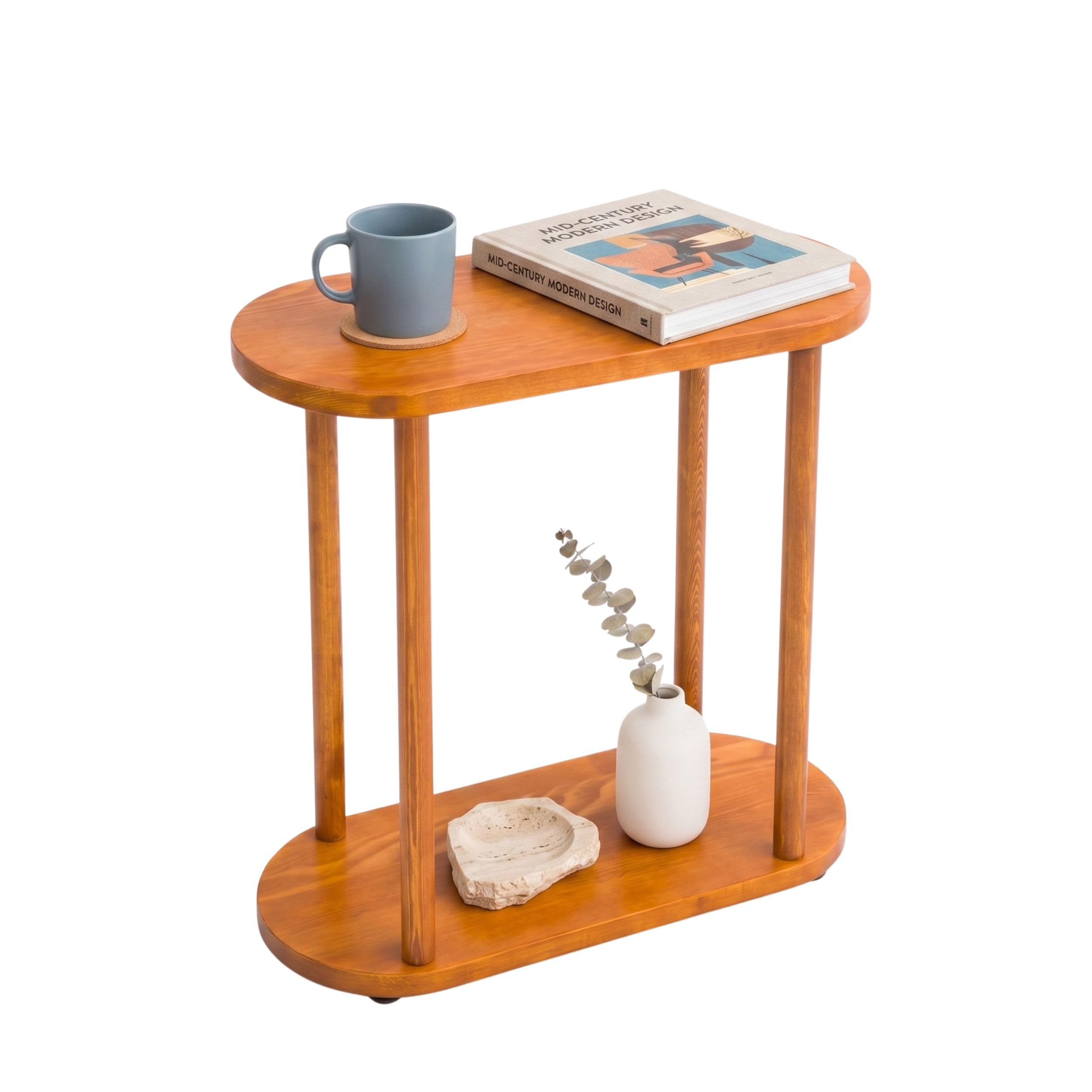 Amazon.com: Oval Solid Wood Narrow Side Table, Slim Small Pedestal